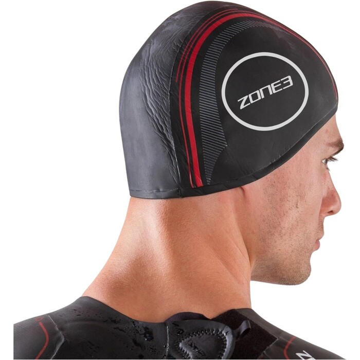 2024 Zone3 Neoprene Strapless Swimming Cap NA18USSC108 - Black / Red